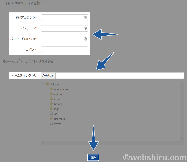 必要情報を入力して［登録］